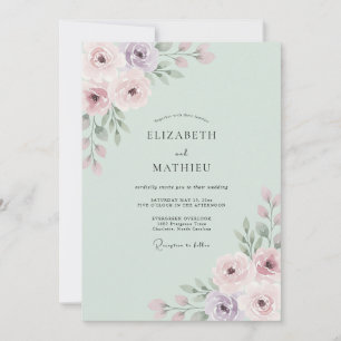 Invitación Boda delicada de pétalo verde menta