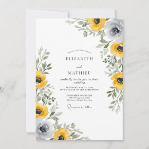 Invitación Boda delicada de primavera en pizarra amarilla