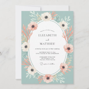 Invitación Boda delicada de primavera en verde espuma de mar