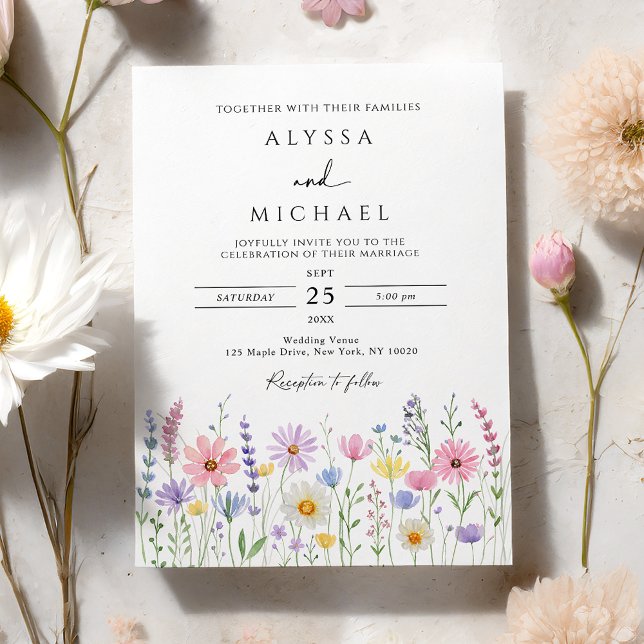 Invitación Boda delicada en pradera de flores silvestres (Subido por el creador)