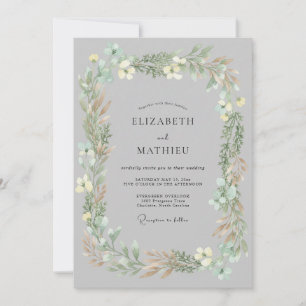 Invitación Boda delicada en pradera gris plateado