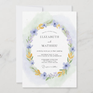 Invitación Boda delicada en prado de vincapervinca