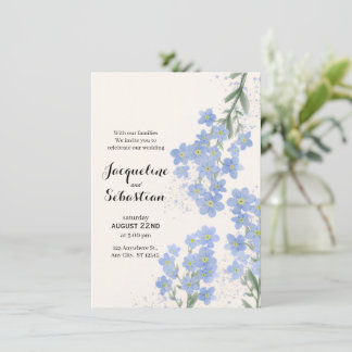 Invitación Boda Delicado Azul No Me Olvides