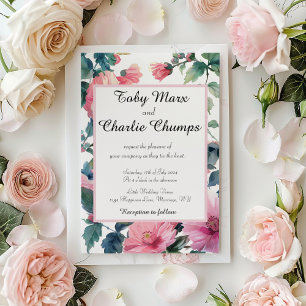 Invitación Boda Delicado de Flores Rosa