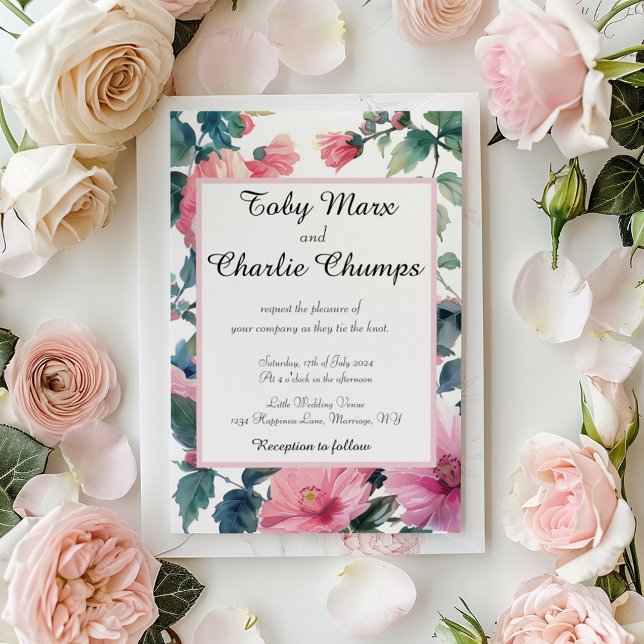 Invitación Boda Delicado de Flores Rosa (Subido por el creador)