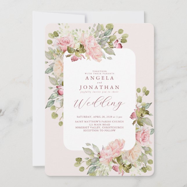 Invitación Boda Delicate Pastel Florals (Anverso)