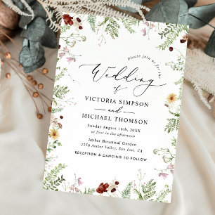 Invitación Boda Delicate Watercolor Wildflowers