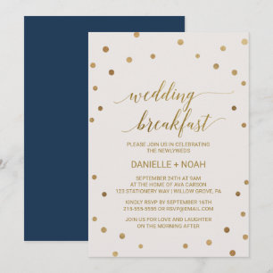 Invitación Boda Desayuno Lunares Dorados