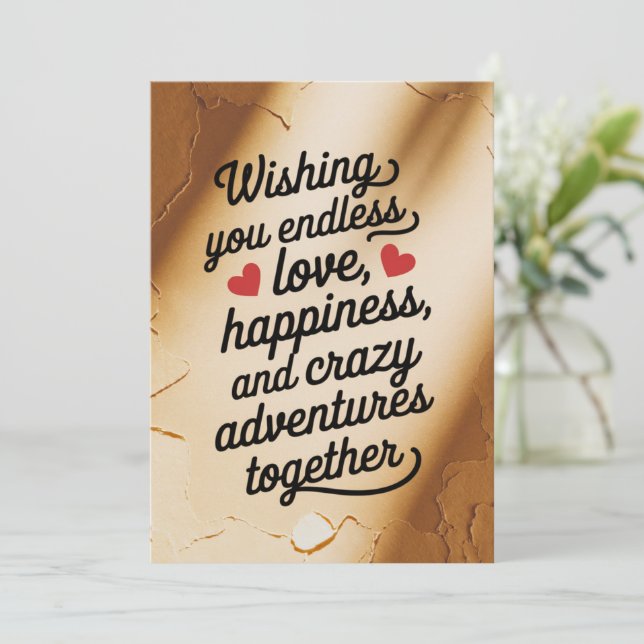 Invitación Boda Deseándote Amor Interminable Felicidad (Anverso de pie)