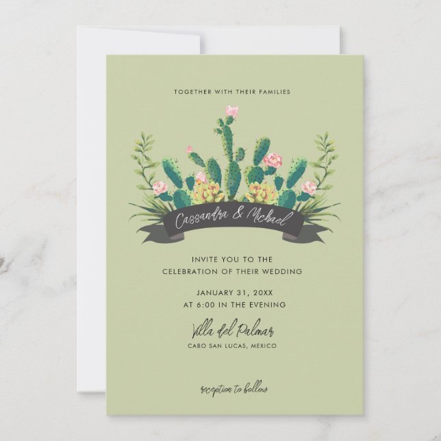 Invitación Boda Desert Cactus Bloom (Anverso)