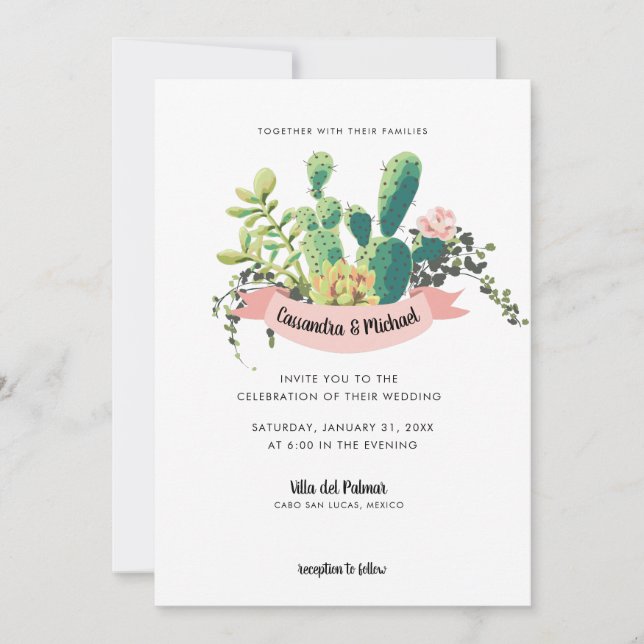 Invitación Boda Desert Cactus Bloom (Anverso)