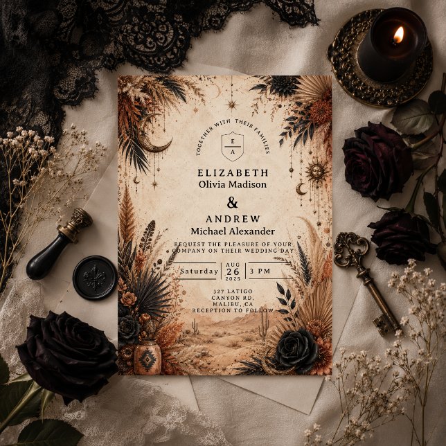 Invitación Boda Desértica Boho Góthica (Subido por el creador)