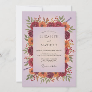 Invitación Boda deslumbrante de otoño en burgundy