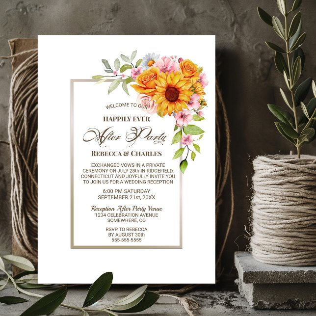 Invitación Boda Después De La Recepción Fiesta De Girasol Ros (Subido por el creador)