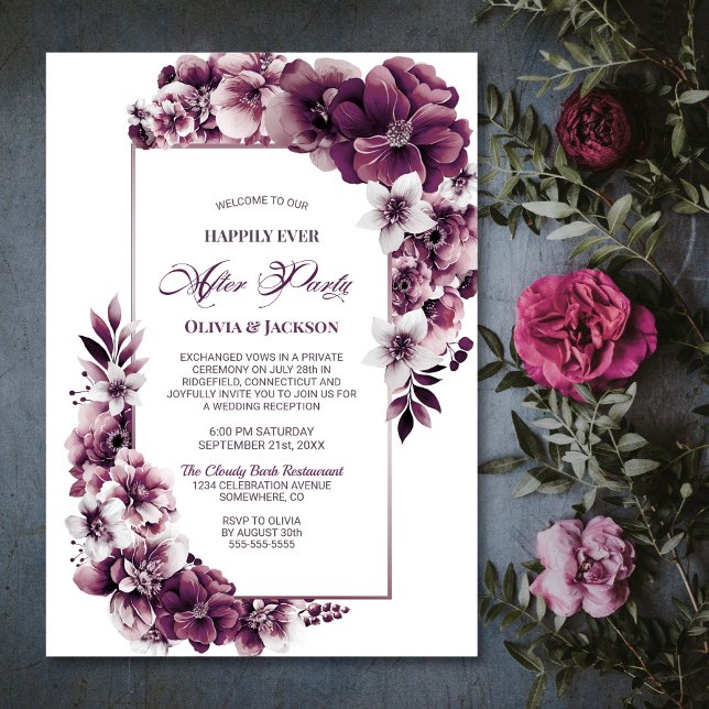 Invitación Boda Después De Recepción Fiesta De Pluma Rosa Flo (Subido por el creador)