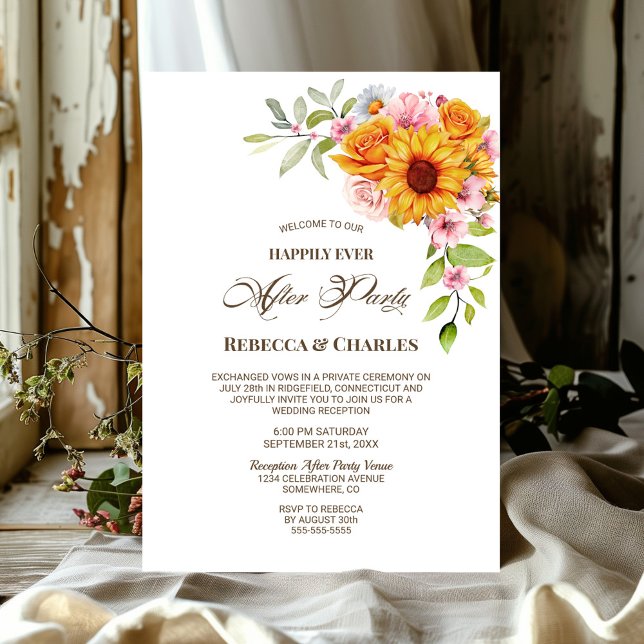 Invitación Boda Después De Recepción Fiesta Rosa De Girasol (Subido por el creador)