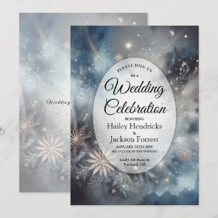 Invitación Boda Destello de Medianoche Invernal Celestial