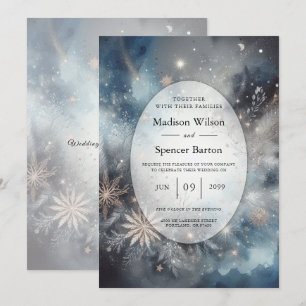 Invitación Boda Destello de Medianoche Invernal Celestial