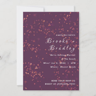 Invitación Boda destello púrpura de medianoche