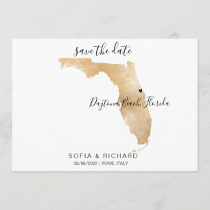 Invitación Boda Destino Florida Mapa Corazón extraíble