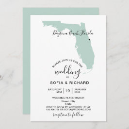 Invitación Boda Destino Florida Mapa Corazón extraíble