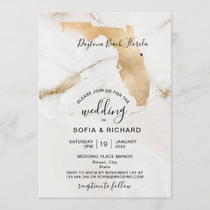Invitación Boda Destino Florida Mapa Corazón extraíble en