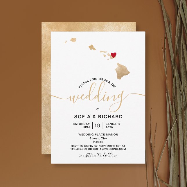 Invitación Boda Destino Hawái Corazón Móvil (Subido por el creador)