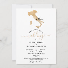 Invitación Boda Destino Italia Oro Corazón Móvil