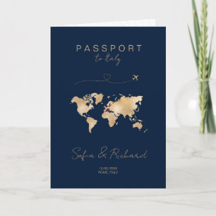 Invitación Boda Destino Pasaporte Mapa Mundial Invi Moderno