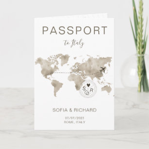 Invitación Boda Destino Pasaporte Mapa Mundial Viaje Inv