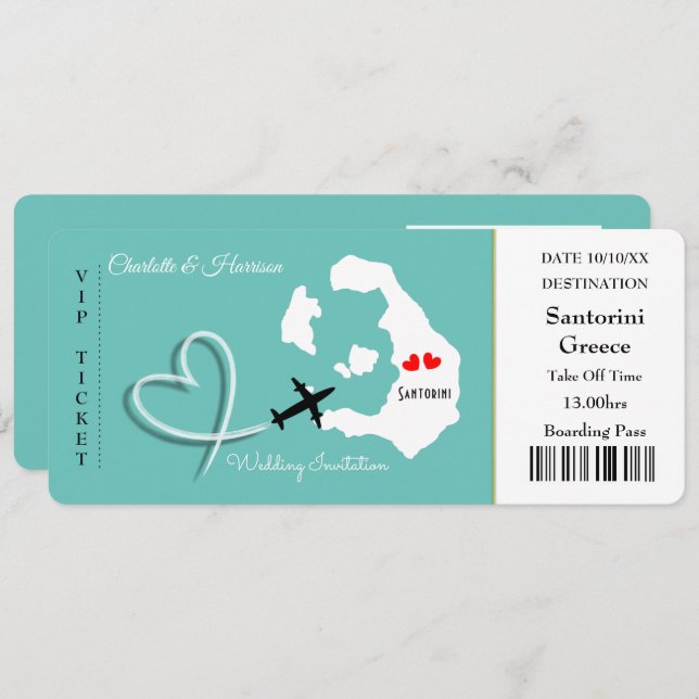 Invitación Boda Destino Santorini Foto (Anverso / Reverso)