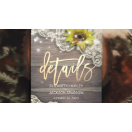 Invitación Boda Detalle Lace Sunflower Madera y cadenas