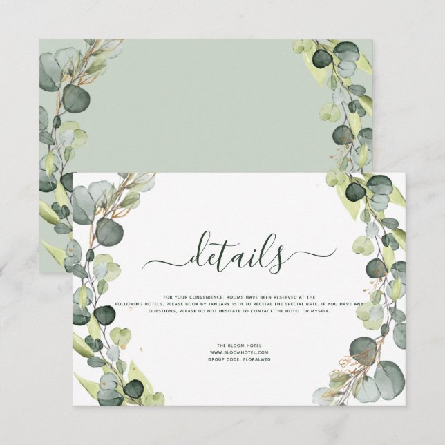 Invitación Boda Detalles Eucalyptus Greenery Succulent (Anverso / Reverso)