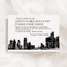Invitación Boda Detroit Skyline Art Deco