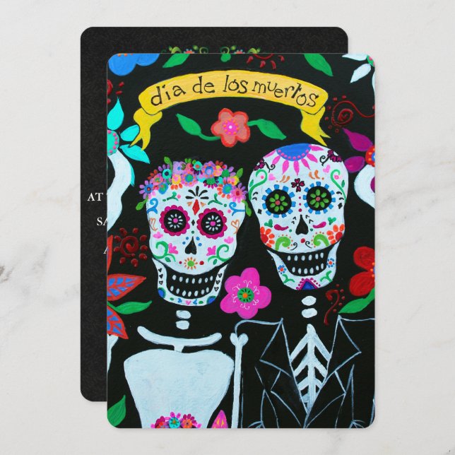 INVITACIÓN BODA DIA DE LOS MUERTOS AMA A PAREJA (Anverso / Reverso)
