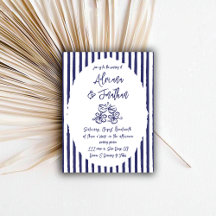 Boda dibujada a mano azul vintage