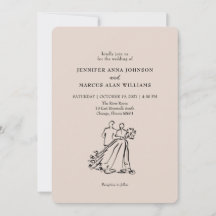 Boda Dibujada a Mano Borrador de Moda Novio QR