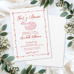 Invitación Boda Dibujada a Mano Rojo Eso es Amor Bridal Showe