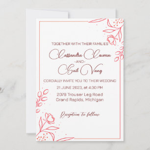 Invitación Boda dibujado a mano mínima