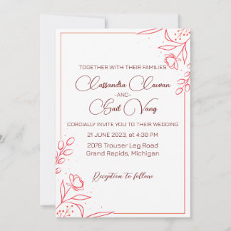 Invitación Boda dibujado a mano mínima