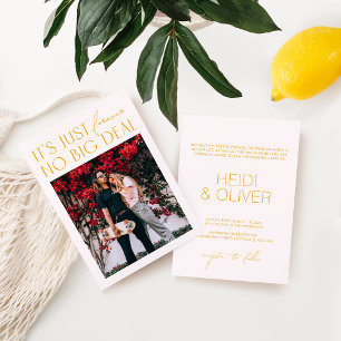 Invitación Boda digital de fotos en color rosa y amarillo de
