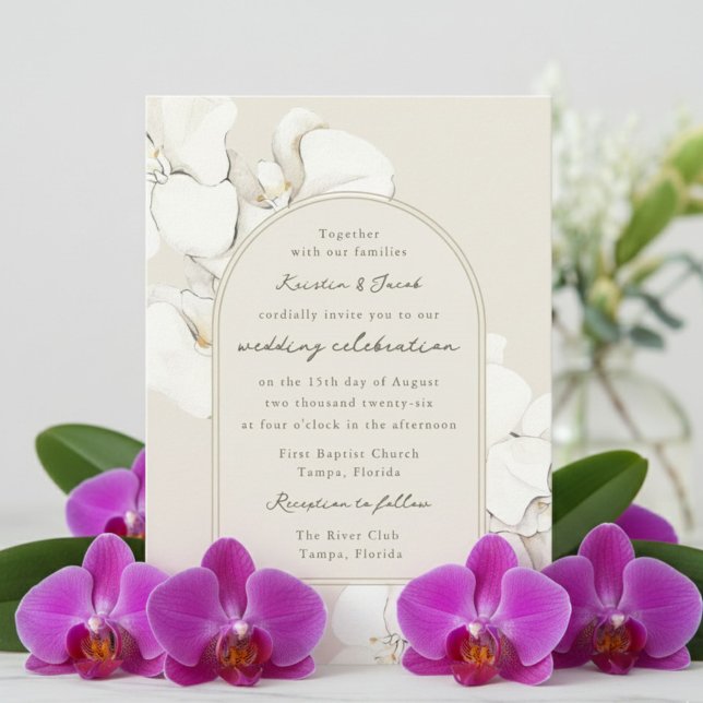 Invitación Boda Digital Floral Orquídea Botánica (Botanical Orchid Floral Digital Wedding Invitation)