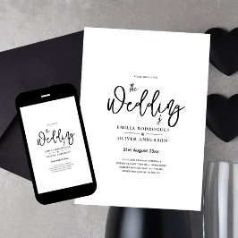 Invitación Boda digital o de impresión elegante en blanco clá