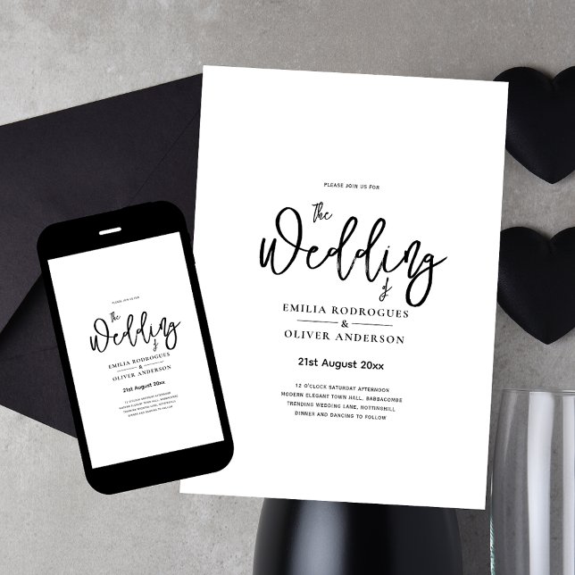 Invitación Boda digital o de impresión elegante en blanco clá (Subido por el creador)