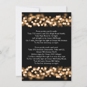 Invitación Boda Direcciones de conducción Gold Hollywood Glam