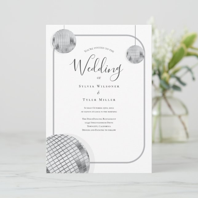 Invitación Boda Disco Retro (Anverso de pie)