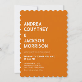 Invitación Boda Disco Retro Boho Naranja Años 70