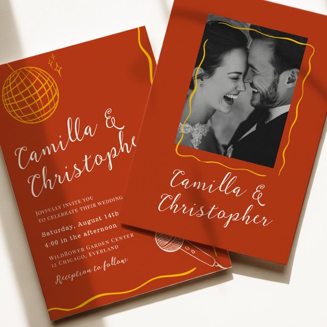 Invitación Boda Disco Retro de Terracota (Subido por el creador)