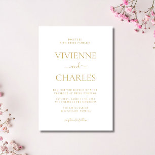 Invitación Boda discreta y económica en oro antiguo y blanco