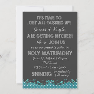 Invitación Boda divertida al estilo antiguo con pizarra en el
